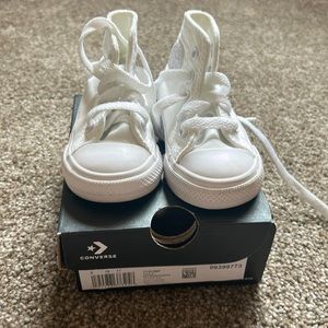 Infant/ baby white Converse high tops. Only worn once